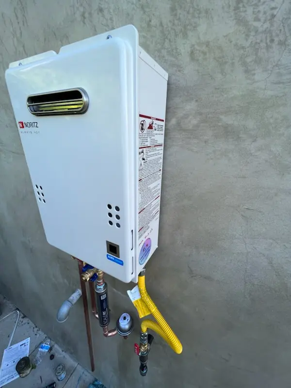 Tankless water heater installation for Red Barn homes